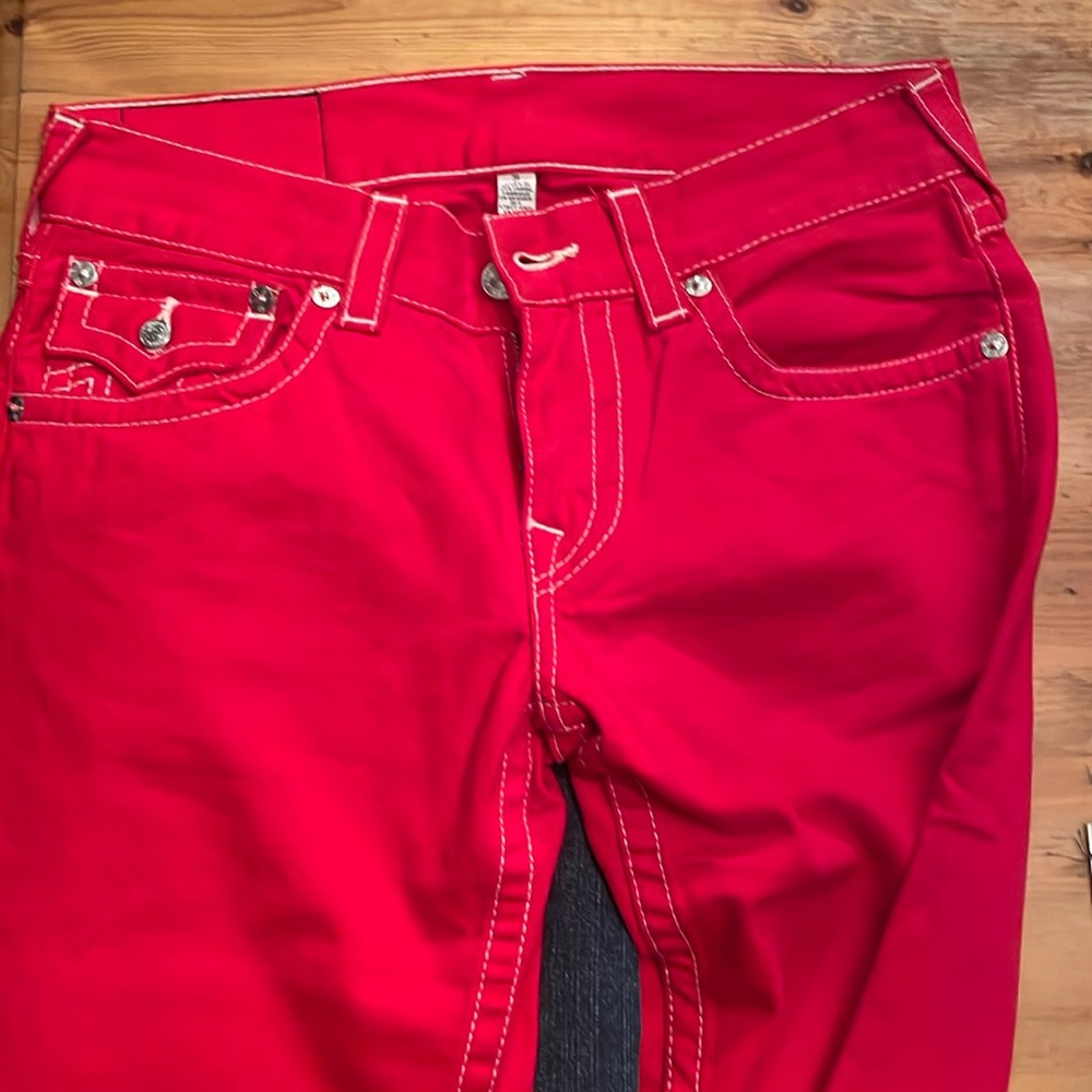 True Religion Red Size 31 White‎ Stitching Flap Pocket Bootcut